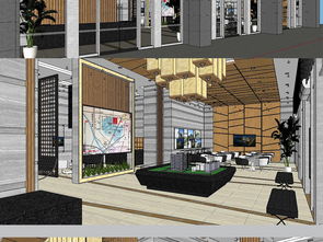 现代风格售楼大厅室内装饰SU模型设计图下载与解析